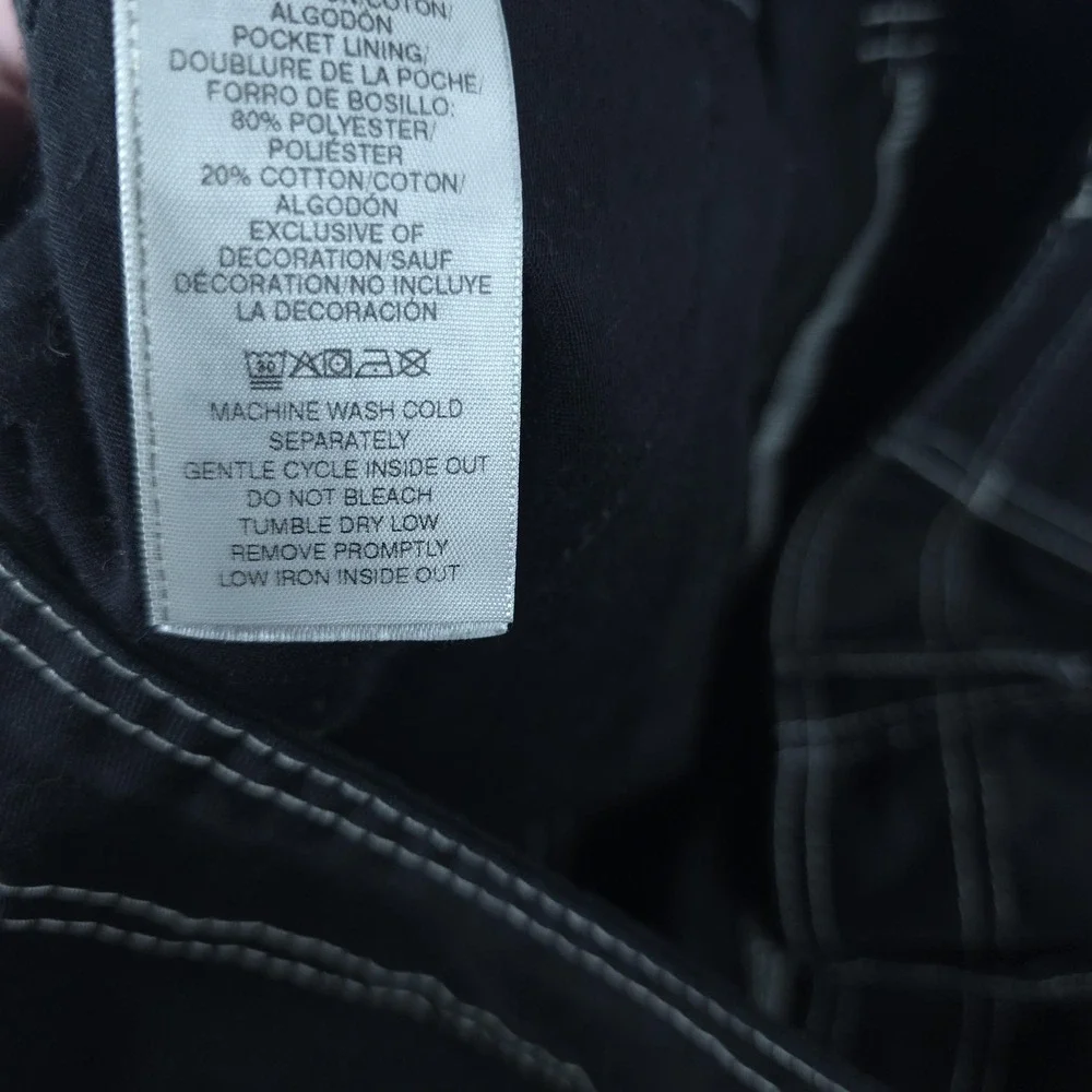True Religion Cargo Pants Mens 34 Black Contrast Stitch Relaxed Fit Canvas